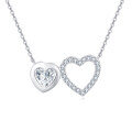 wholesale 925 Sterling Silver Elegant Double Heart Zircon Necklace In Sterling Silver-0-0