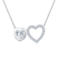 wholesale 925 Sterling Silver Elegant Double Heart Zircon Necklace In Sterling Silver-0-5