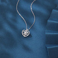 wholesale 925 Sterling Silver Elegant Silver Heart-shaped Zircon Floral Pendant Necklace-0-1