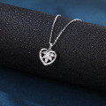wholesale 925 Sterling Silver Elegant Silver Heart-shaped Zircon Floral Pendant Necklace-0-4