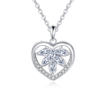 wholesale 925 Sterling Silver Elegant Silver Heart-shaped Zircon Floral Pendant Necklace-0-5
