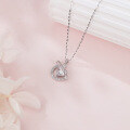 wholesale 925 Sterling Silver Eternal Love Zircon Heart & Crescent Moon Silver Necklace-0-1
