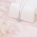 wholesale 925 Sterling Silver Eternal Love Zircon Heart & Crescent Moon Silver Necklace-0-4