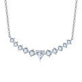 wholesale 925 Sterling Silver Elegant Silver Zircon Necklace With Heart-shaped Centerpiece-0-0