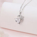 wholesale 925 Sterling Silver Elegant Dolphin Heart-shaped Zircon Pendant Necklace-0-5