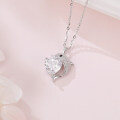 wholesale 925 Sterling Silver Elegant Dolphin Heart-shaped Zircon Pendant Necklace-0-1