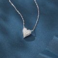 wholesale 925 Sterling Silver Elegant Zircon Heart Pendant Necklace-0-1