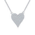wholesale 925 Sterling Silver Elegant Zircon Heart Pendant Necklace-0-0