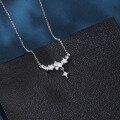 wholesale 925 Sterling Silver Elegant Starburst Necklace With Sparkling Celestial Charm And Delicate Chain Links-0-1