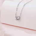 wholesale 925 Sterling Silver Elegant Solitaire Zircon Necklace With Six-prong Setting-0-4