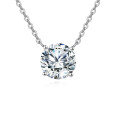 wholesale 925 Sterling Silver Elegant Solitaire Zircon Necklace With Six-prong Setting-0-0