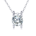 wholesale 925 Sterling Silver Elegant Solitaire Zircon Pendant Necklace In Plated with White Gold-0-5