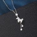 wholesale 925 Sterling Silver Elegant Zircon-encrusted Horse Pendant Necklace With Adjustable Chain-0-1