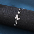wholesale 925 Sterling Silver Elegant Zircon-encrusted Horse Pendant Necklace With Adjustable Chain-0-4