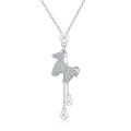 wholesale 925 Sterling Silver Elegant Zircon-encrusted Horse Pendant Necklace With Adjustable Chain-0-0