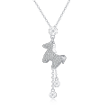wholesale 925 Sterling Silver Elegant Zircon-encrusted Horse Pendant Necklace With Adjustable Chain-0-5