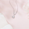 wholesale 925 Sterling Silver Elegant Teardrop Zircon Pendant Necklace With Sparkling Accents-0-1
