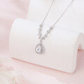 wholesale 925 Sterling Silver Elegant Teardrop Zircon Pendant Necklace With Sparkling Accents-0-4