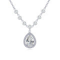 wholesale 925 Sterling Silver Elegant Teardrop Zircon Pendant Necklace With Sparkling Accents-0-0