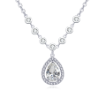 wholesale 925 Sterling Silver Elegant Teardrop Zircon Pendant Necklace With Sparkling Accents-0-5
