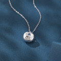 wholesale 925 Sterling Silver Sterling Silver Round Pendant Necklace With Engraved Chinese Character-0-1