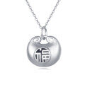 wholesale 925 Sterling Silver Sterling Silver Round Pendant Necklace With Engraved Chinese Character-0-0