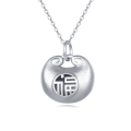 wholesale 925 Sterling Silver Sterling Silver Round Pendant Necklace With Engraved Chinese Character-0-5