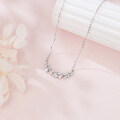 wholesale 925 Sterling Silver Elegant Zircon Wave Necklace With Cascading Emerald-cut Stones On Delicate Silver Chain-0-1