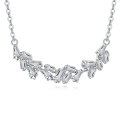 wholesale 925 Sterling Silver Elegant Zircon Wave Necklace With Cascading Emerald-cut Stones On Delicate Silver Chain-0-5