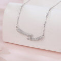 wholesale 925 Sterling Silver Elegant Silver Zircon Smile Wave Pendant Necklace-0-4