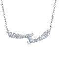 wholesale 925 Sterling Silver Elegant Silver Zircon Smile Wave Pendant Necklace-0-0