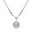 wholesale 925 Sterling Silver Elegant Zircon Halo Necklace: Timeless Luxury With Sparkling Accents-0-0