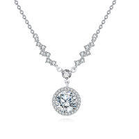 wholesale 925 Sterling Silver Elegant Zircon Halo Necklace: Timeless Luxury With Sparkling Accents-undefined