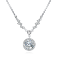 wholesale 925 Sterling Silver Elegant Zircon Halo Necklace: Timeless Luxury With Sparkling Accents-0-4