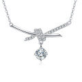 wholesale 925 Sterling Silver Elegant Zircon Crossed Bar Pendant Necklace In Silver – Sparkling Jewelry Piece-0-0