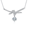 wholesale 925 Sterling Silver Elegant Zircon Crossed Bar Pendant Necklace In Silver – Sparkling Jewelry Piece-0-5
