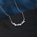 wholesale 925 Sterling Silver Elegant Zigzag Zircon Necklace With Baguette And Round Cut Gems-0-1