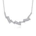 wholesale 925 Sterling Silver Elegant Zigzag Zircon Necklace With Baguette And Round Cut Gems-0-5
