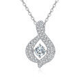 wholesale 925 Sterling Silver Elegant Zircon Teardrop Pendant Necklace With Sparkling Accents-0-0