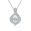 wholesale 925 Sterling Silver Elegant Zircon Teardrop Pendant Necklace With Sparkling Accents-0-5