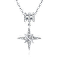 wholesale 925 Sterling Silver Elegant Zircon Star Pendant Necklace With Sparkling Celestial Charm-undefined