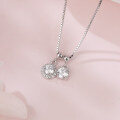 wholesale 925 Sterling Silver Elegant Silver Zircon Pendant Necklace With Dual Charm Design-0-1