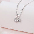 wholesale 925 Sterling Silver Elegant Silver Zircon Pendant Necklace With Dual Charm Design-0-4