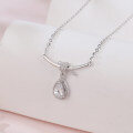 wholesale 925 Sterling Silver Elegant Zircon Teardrop Necklace With Bow Accent In Sterling Silver-0-3