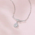 wholesale 925 Sterling Silver Elegant Zircon Teardrop Necklace With Bow Accent In Sterling Silver-0-1