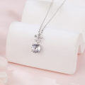 wholesale 925 Sterling Silver Elegant Zircon Floral Pendant Necklace With Sparkling Center Stone-0-4