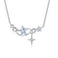 wholesale 925 Sterling Silver Elegant Star Crystal Heart Necklace In Sterling Silver-0-0