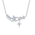 wholesale 925 Sterling Silver Elegant Star Crystal Heart Necklace In Sterling Silver-0-5
