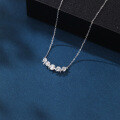 wholesale 925 Sterling Silver Elegant Zircon Necklace With Five-stone Curved Bar Pendant And Delicate Silver Chain-0-1