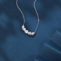 wholesale 925 Sterling Silver Elegant Zircon Necklace With Five-stone Curved Bar Pendant And Delicate Silver Chain-0-4